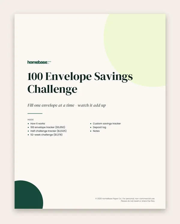 Holiday Season Bundle: 100 Envelope Savings Challenge: Page 1 of 8