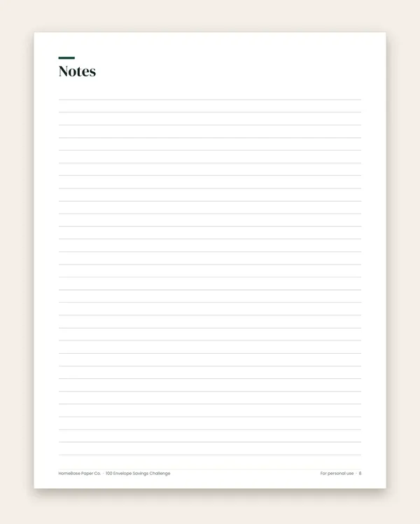 100 Envelope Savings Challenge: Page 8 of 8