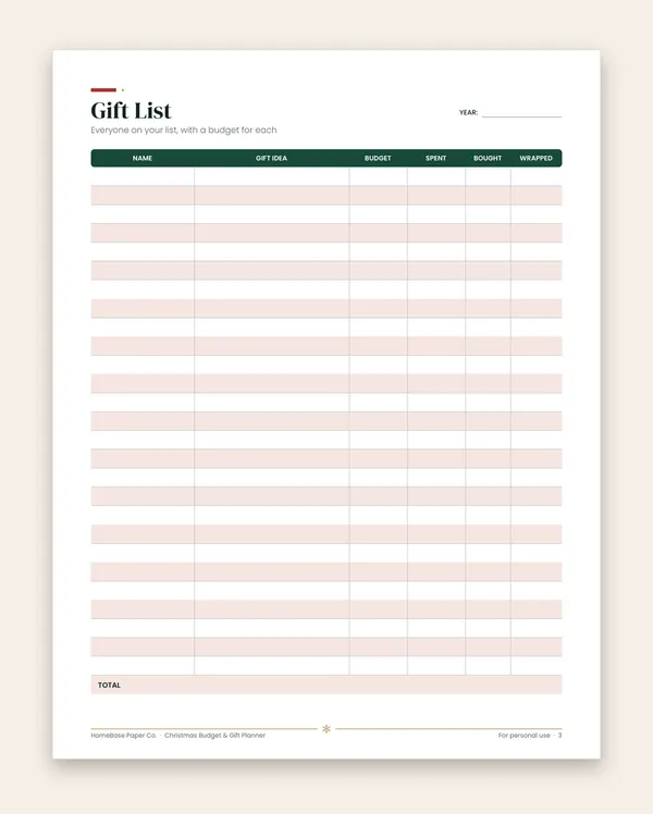 Holiday Season Bundle: Christmas Budget & Gift Planner: Page 3 of 11
