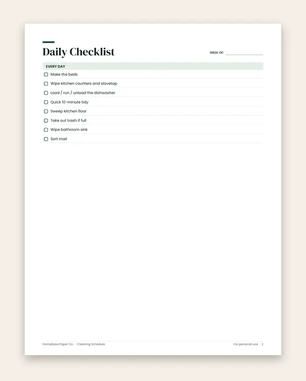 Holiday Season Bundle: Cleaning Schedule: Page 2 of 9