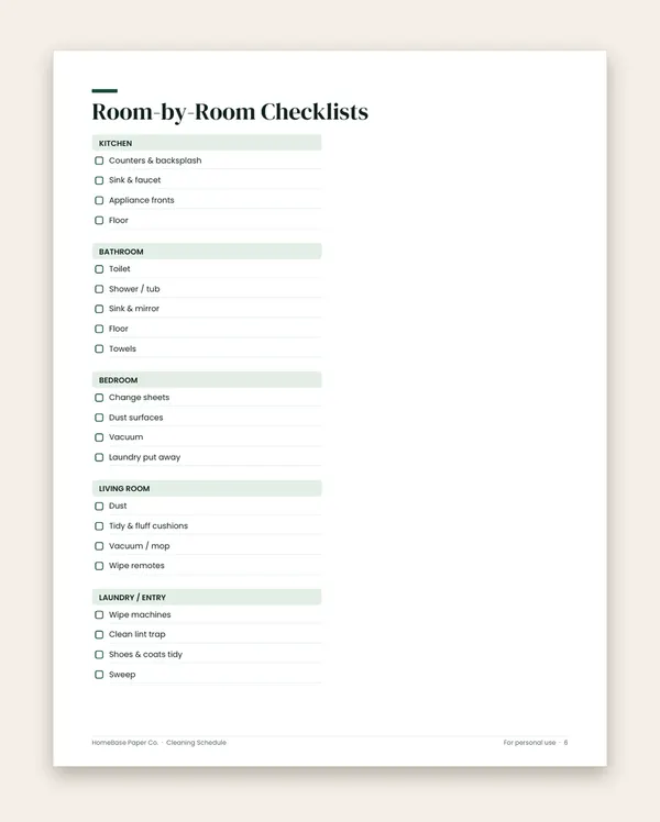 Cleaning Schedule: Page 6 of 9