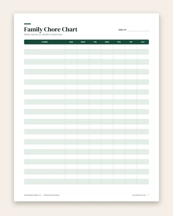 Cleaning Schedule: Page 7 of 9