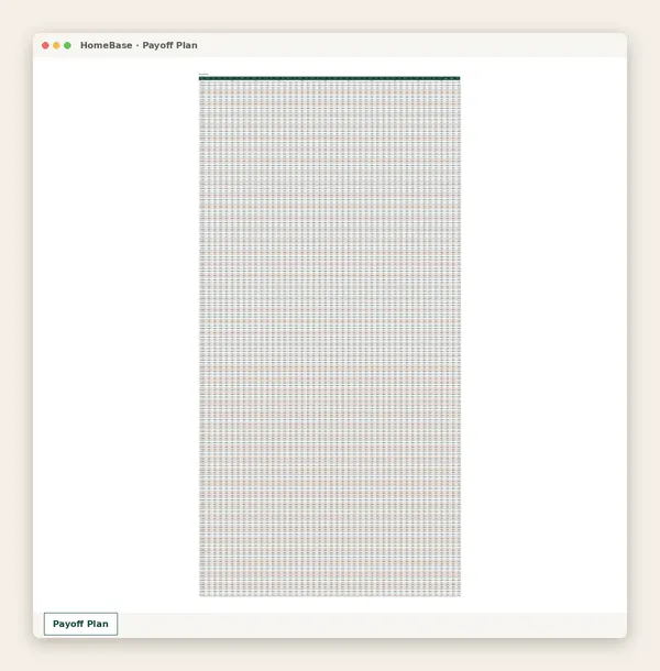Debt Payoff Planner: Spreadsheet tab: Payoff Plan