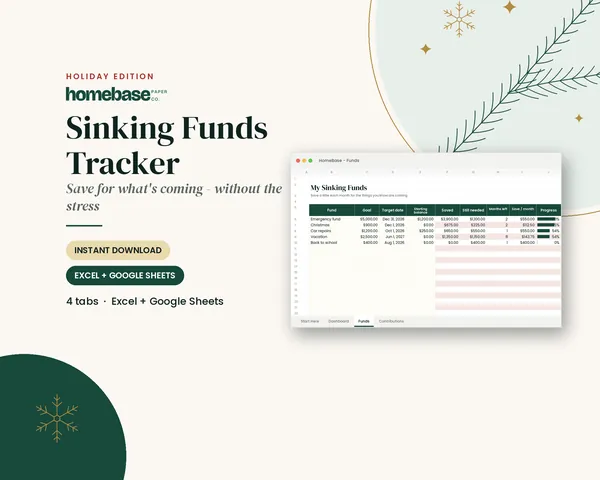 Included in the Holiday Season Bundle: Sinking Funds Tracker (Holiday Edition)