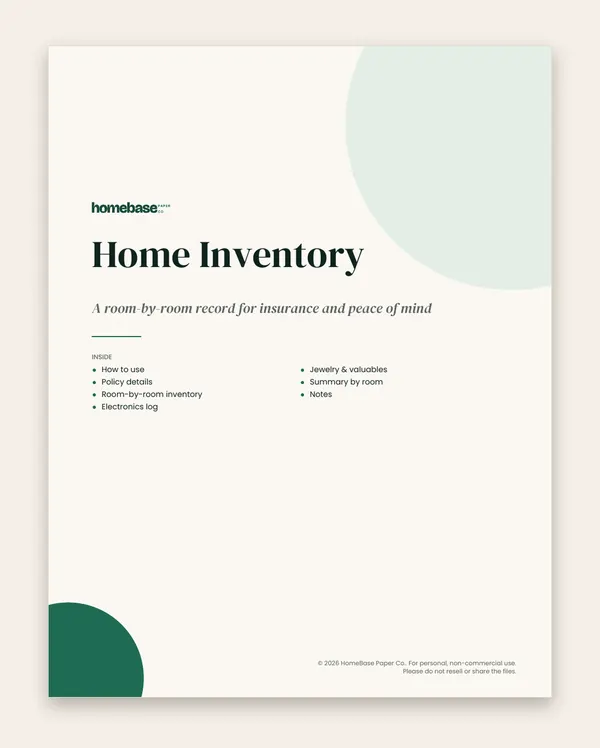 Home Inventory: Page 1 of 8