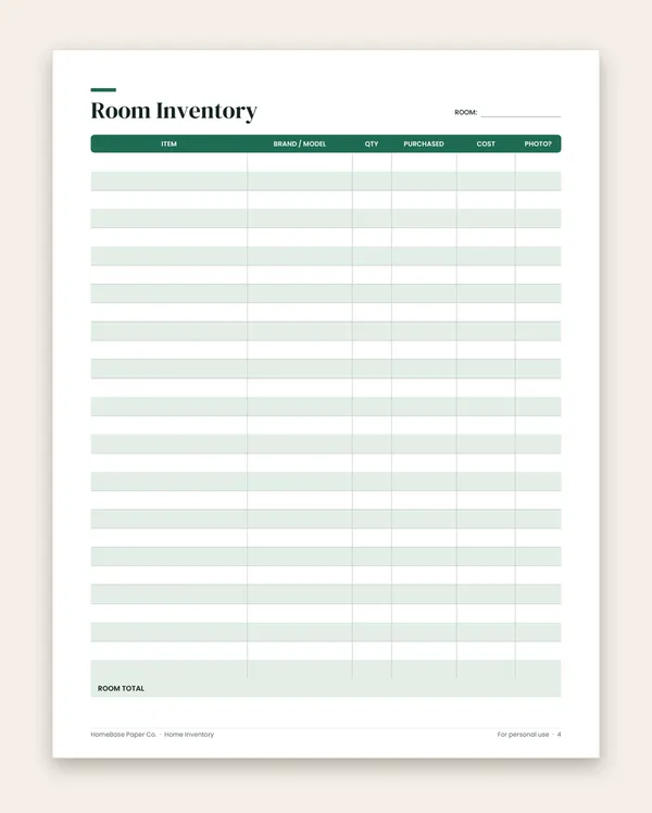 Home Inventory: Page 4 of 8