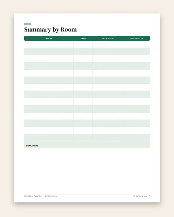 Home Inventory: Page 7 of 8