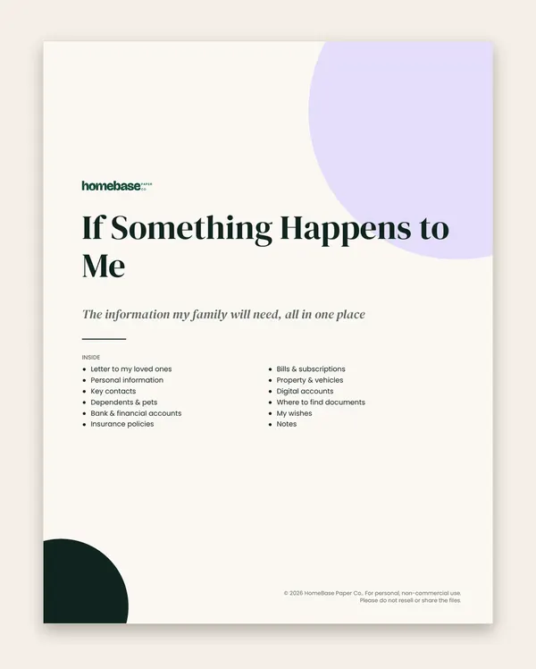 If Something Happens to Me Binder: Page 1 of 14
