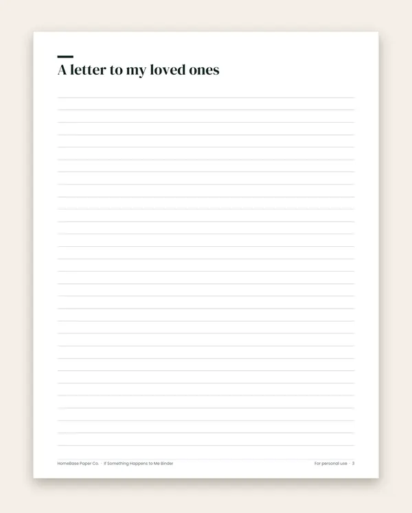 If Something Happens to Me Binder: Page 3 of 14