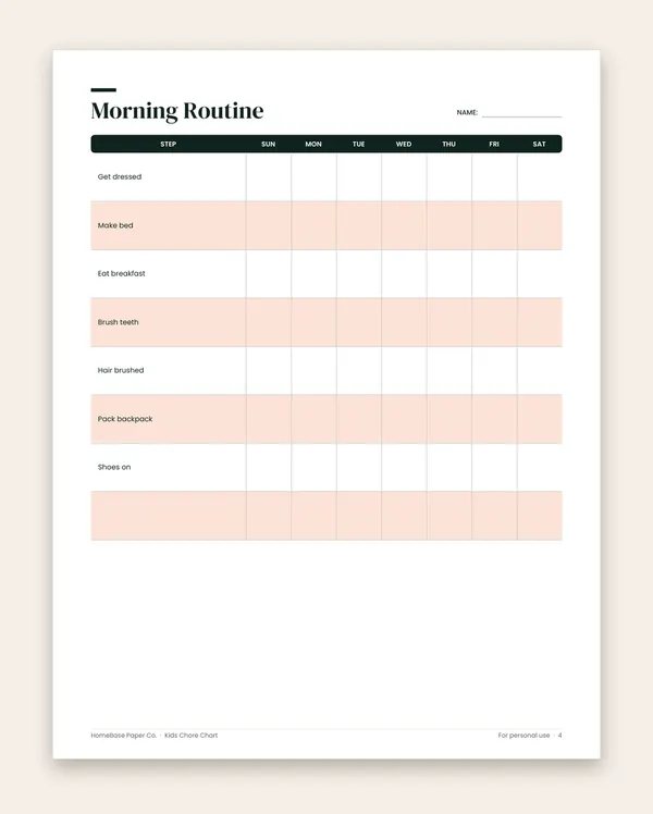 Kids Chore Chart: Page 4 of 11