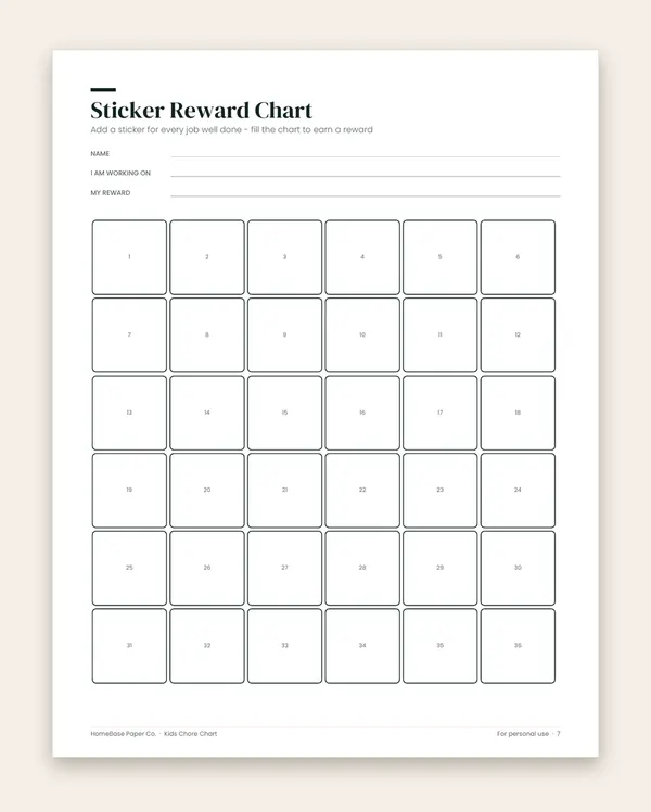 Kids Chore Chart: Page 7 of 11