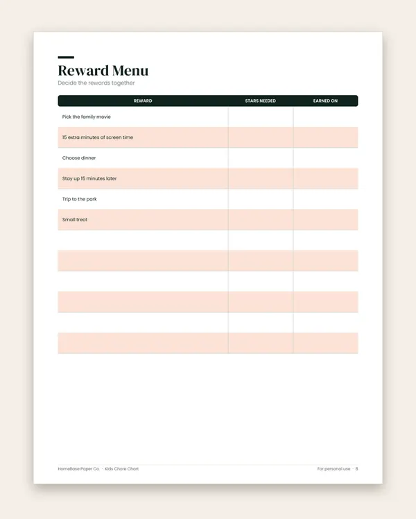 Kids Chore Chart: Page 8 of 11