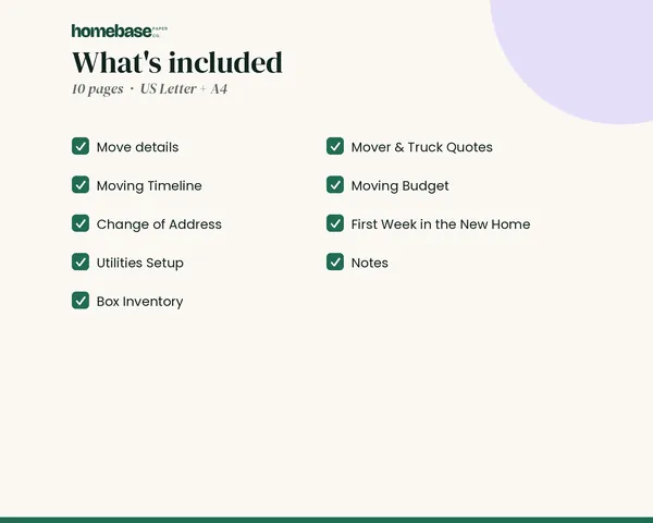 Moving Planner – what's included