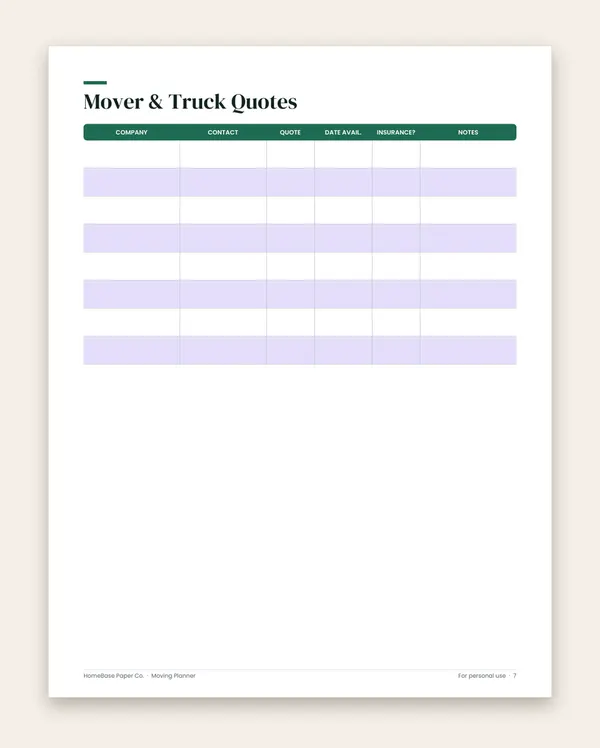 Moving Planner: Page 7 of 10