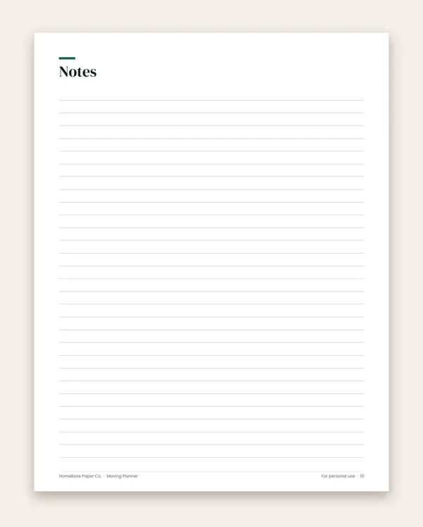 Moving Planner: Page 10 of 10
