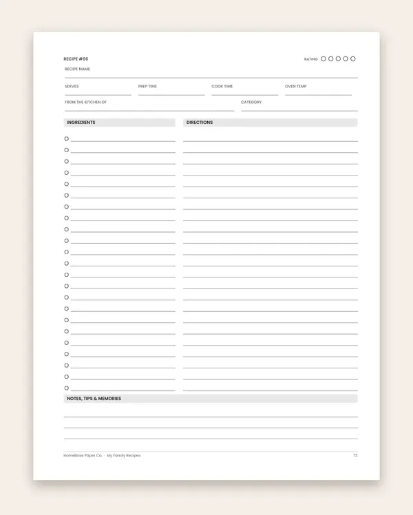 My Family Recipes (Paperback) – inside: Page 73 of 120