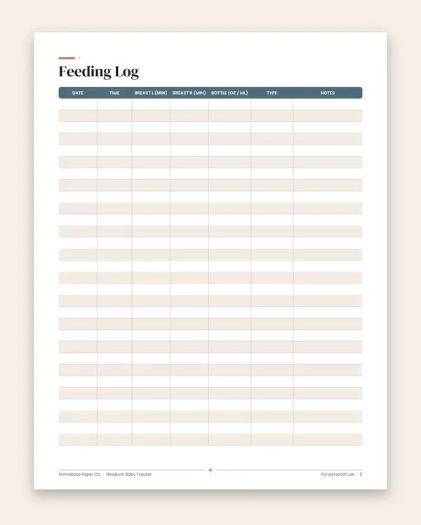 Newborn Baby Tracker: Page 5 of 14