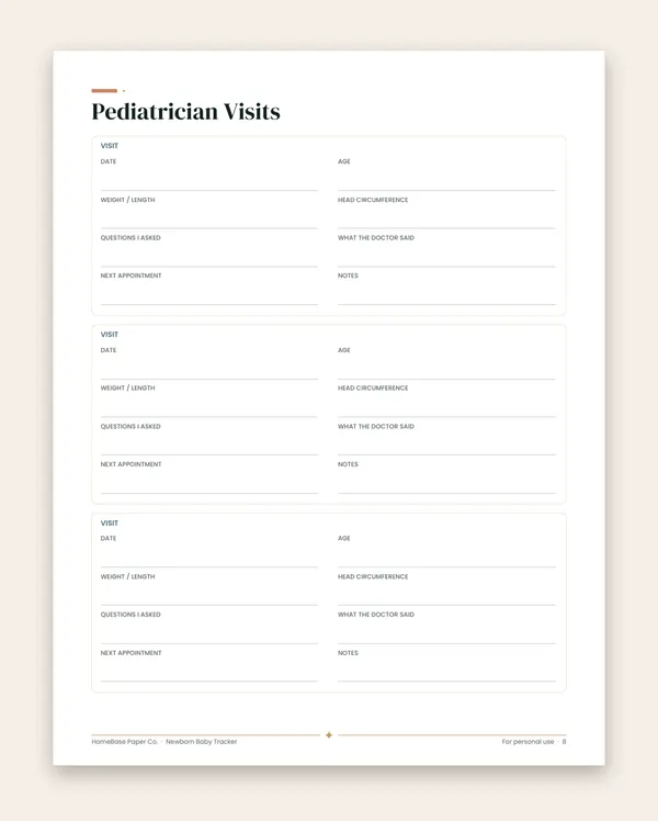 Newborn Baby Tracker: Page 8 of 14