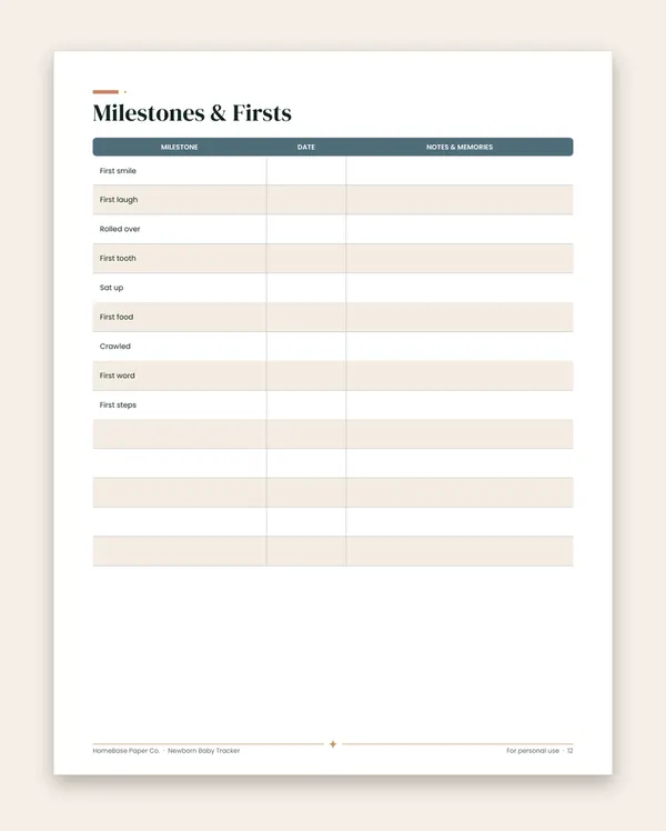 Newborn Baby Tracker: Page 12 of 14