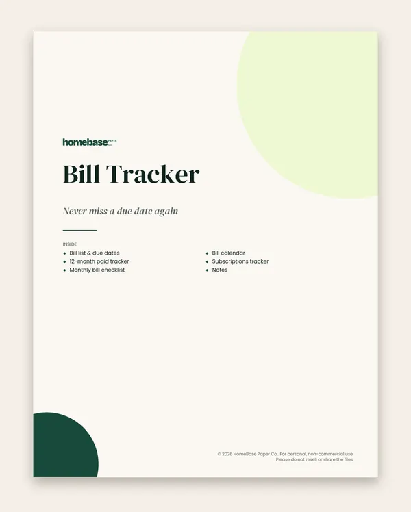 Bill Tracker Printable: Page 1 of 7