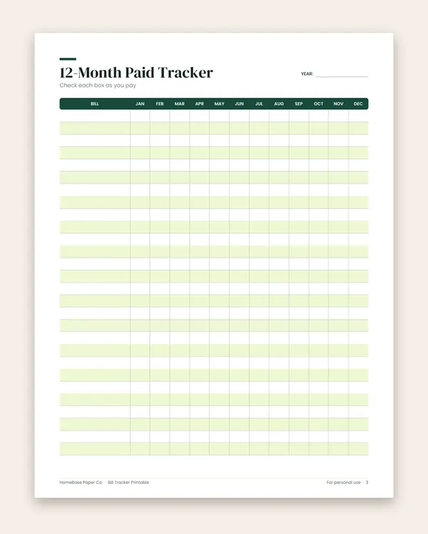 Bill Tracker Printable: Page 3 of 7