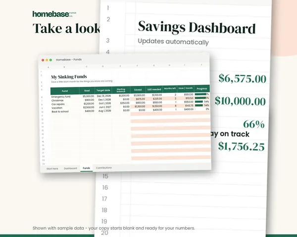 Sinking Funds Tracker – page preview