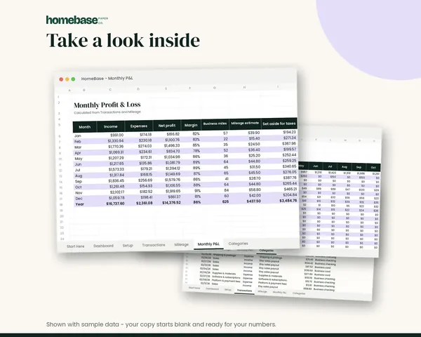 Business Income & Expense Tracker – page preview