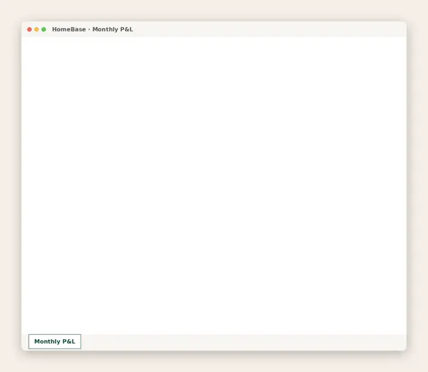 Business Income & Expense Tracker: Spreadsheet tab: Monthly P&L