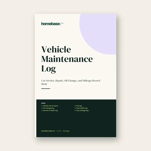 Vehicle Maintenance Log paperback cover