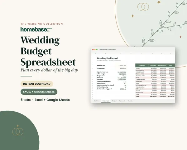 Wedding Budget Spreadsheet – cover