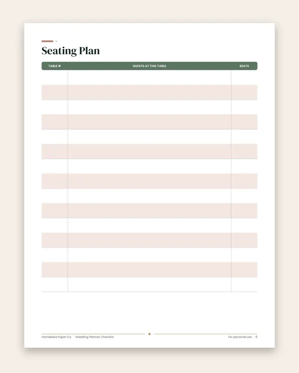 Wedding Planner Checklist: Page 8 of 13