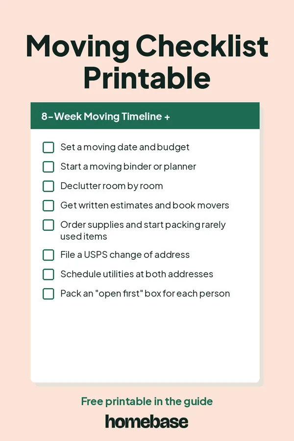 Pinterest graphic 3 for The Ultimate Moving Checklist: An 8-Week Timeline From Planning to Unpacking